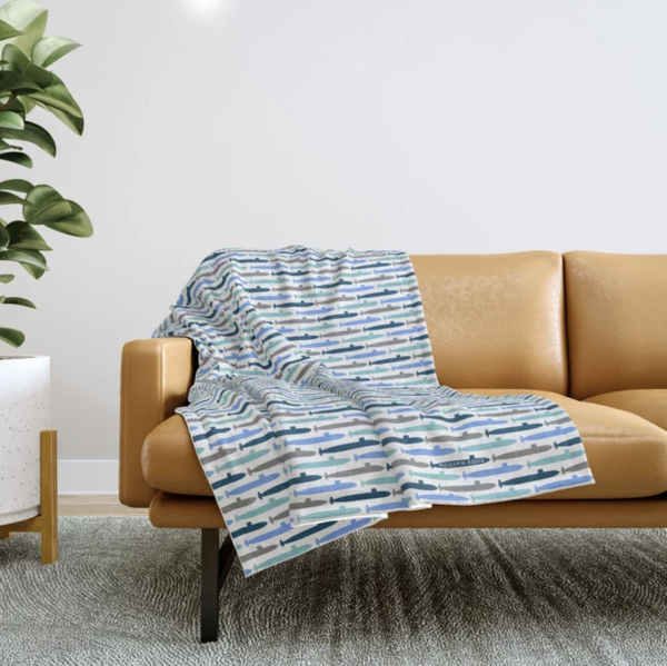 Modern Rosie Sub Fleece Throw - Submarine Blues