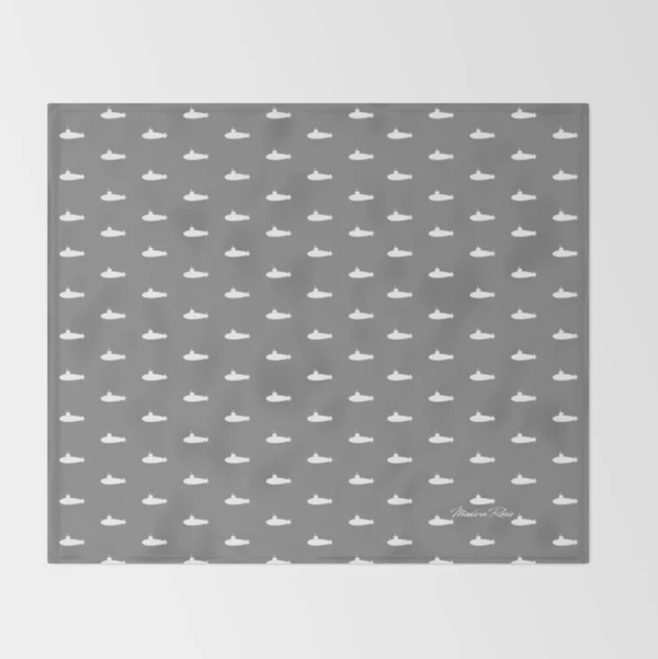 Modern Rosie Sub Fleece Throw - Tiny Submarines Gray