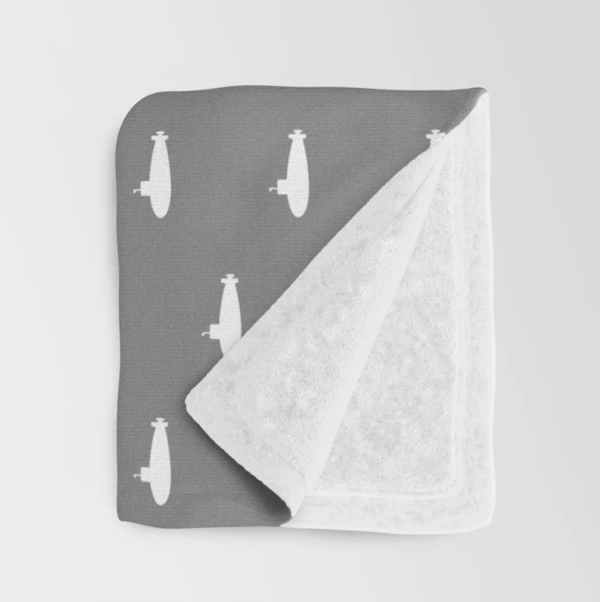 Modern Rosie Sub Fleece Throw - Tiny Submarines Gray