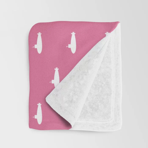 Modern Rosie Sub Fleece Throw - Tiny Submarines Pink