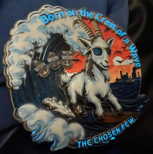 Born on the Crest of a Wave Challenge Coin (glowing)