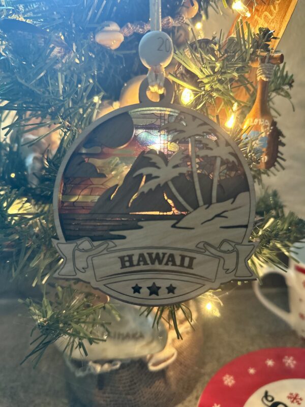 Hawaii Triple-Layered Stained Glass Ornament