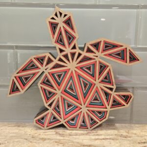 Layered Wooden Geometric Honu