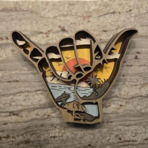 Beach Scene Layered Wooden Shaka